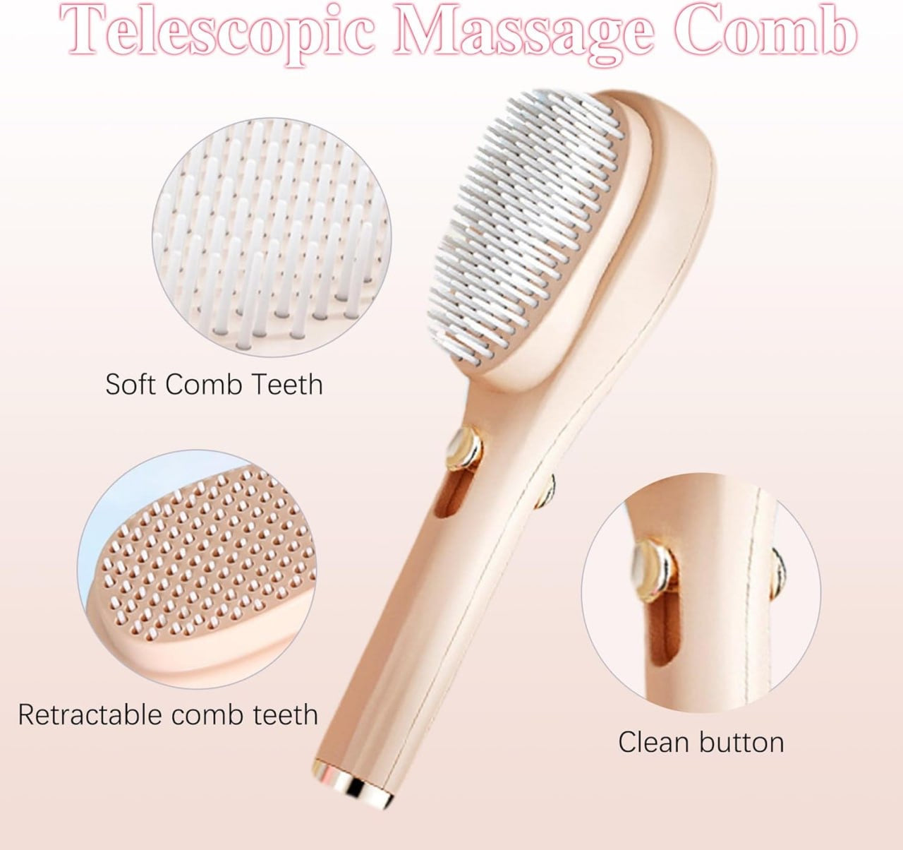 One-Click Self-Cleaning Hairbrush Comb