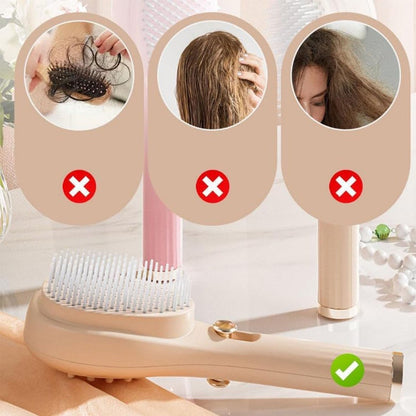 One-Click Self-Cleaning Hairbrush Comb